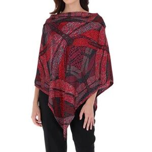 Pineda Covalin Red Dragonfly Poncho 100%silk